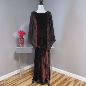 NWT Carole Dolighan Brown Burnout Velvet Skirt Set